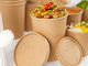 Brown Recyclable Customized Paper Bowls With Lids , Free Sample Available