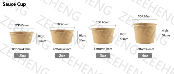 ZH 使い捨てのクラフトソースカップ 1.5oz 2oz 3oz 4oz 蓋付き プッディング 聖体参拝容器