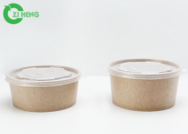 食品等級の注文のPPの平らで白いふたが付いているロゴによって印刷されるブラウン クラフト紙42ozのヌードル ボール