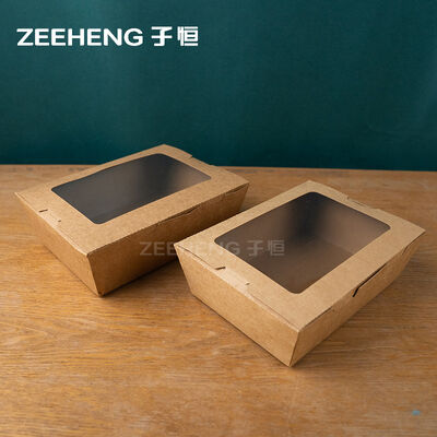 窓付き茶色クラフト紙箱 厚さ337gsm PEコーティング リサイクル可能